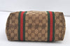 Authentic GUCCI Web Sherry Line Tote Bag GG Canvas Leather 162899 Brown 0743K
