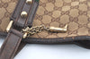 Authentic GUCCI Web Sherry Line Tote Bag GG Canvas Leather 162899 Brown 0743K
