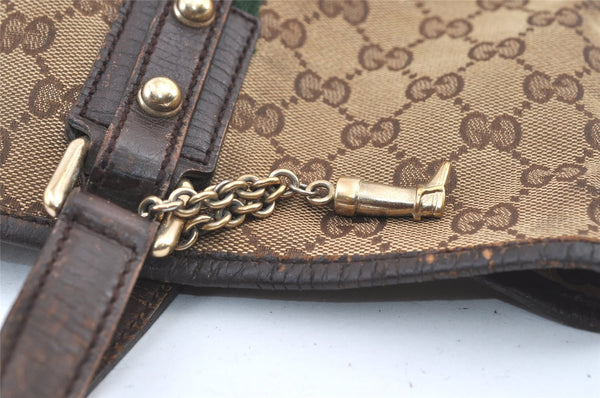 Authentic GUCCI Web Sherry Line Tote Bag GG Canvas Leather 162899 Brown 0743K