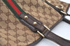 Authentic GUCCI Web Sherry Line Tote Bag GG Canvas Leather 162899 Brown 0743K