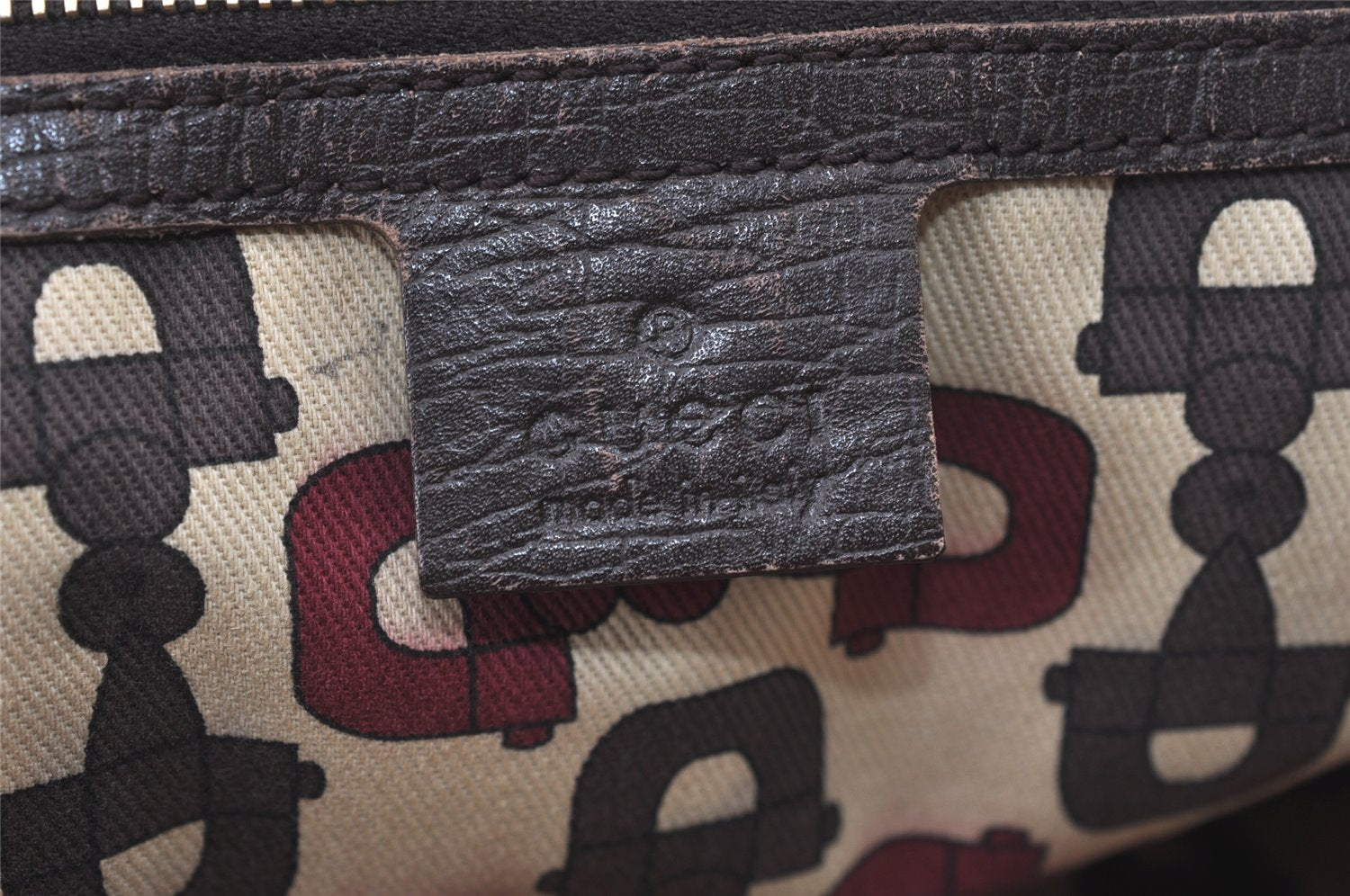 Authentic GUCCI Web Sherry Line Tote Bag GG Canvas Leather 162899 Brown 0743K