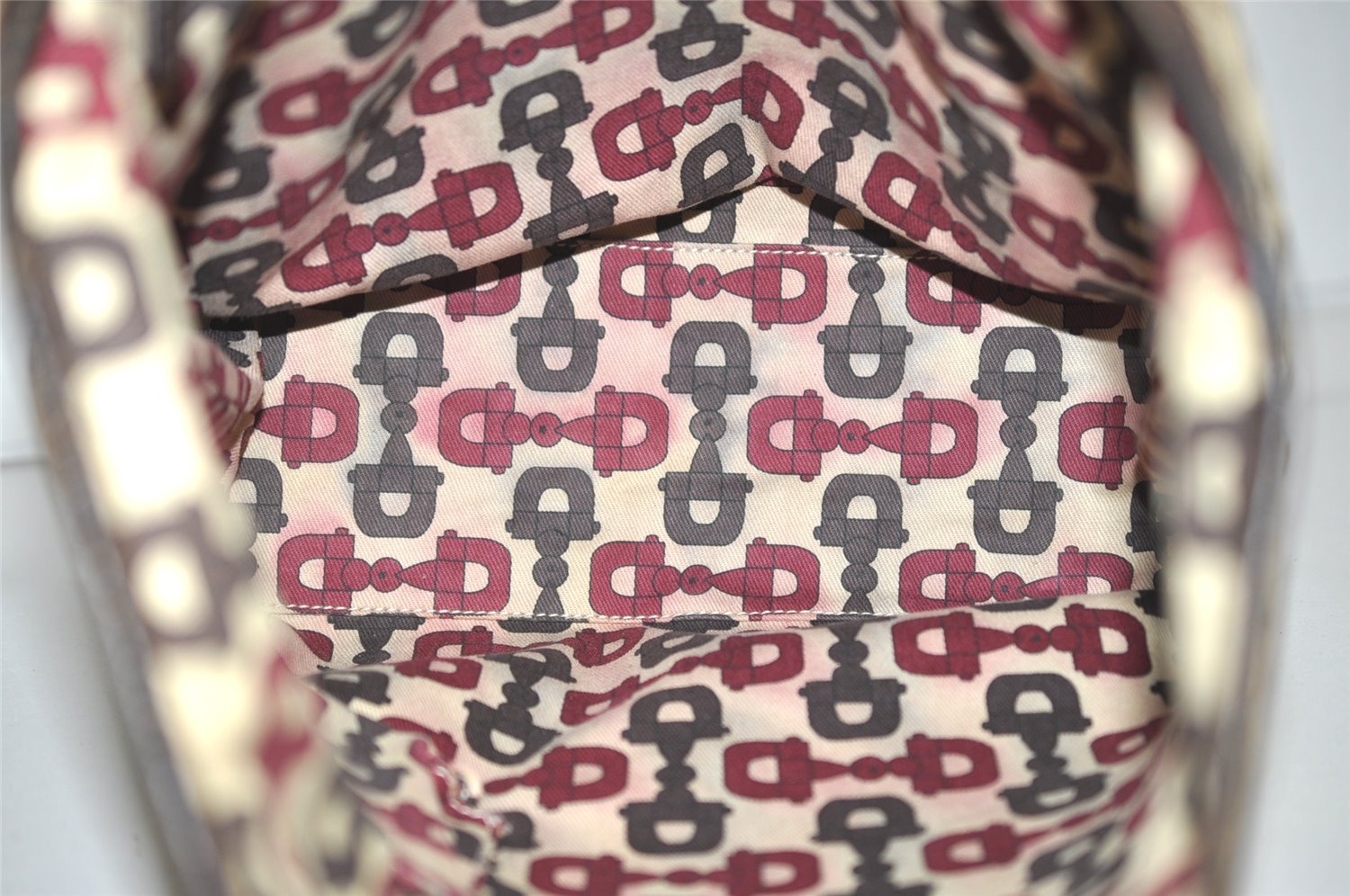 Authentic GUCCI Web Sherry Line Tote Bag GG Canvas Leather 162899 Brown 0743K