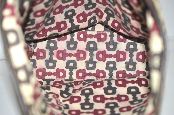 Authentic GUCCI Web Sherry Line Tote Bag GG Canvas Leather 162899 Brown 0743K