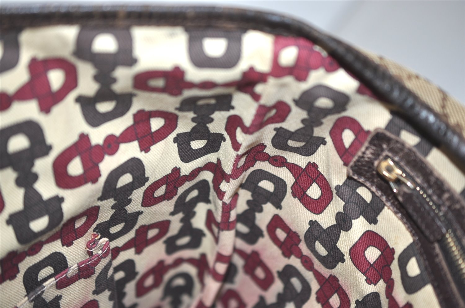 Authentic GUCCI Web Sherry Line Tote Bag GG Canvas Leather 162899 Brown 0743K