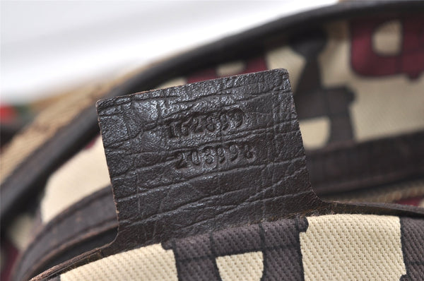 Authentic GUCCI Web Sherry Line Tote Bag GG Canvas Leather 162899 Brown 0743K