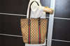 Authentic GUCCI Web Sherry Line Tote Bag GG Canvas Leather 162899 Brown 0743K