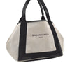 Authentic BALENCIAGA Navy Caba S Hand Bag Canvas Leather 339933 White 0744J