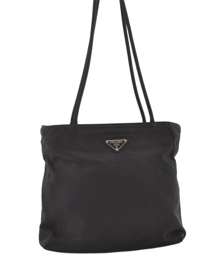 Authentic PRADA Vintage Nylon Shoulder Tote Bag Purse Black 0744K