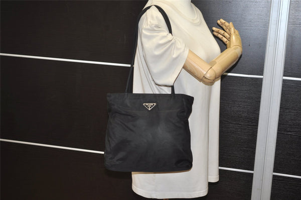 Authentic PRADA Vintage Nylon Shoulder Tote Bag Purse Black 0744K