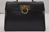 Authentic Salvatore Ferragamo Gancini Leather 2Way Shoulder Hand Bag Black 0745K