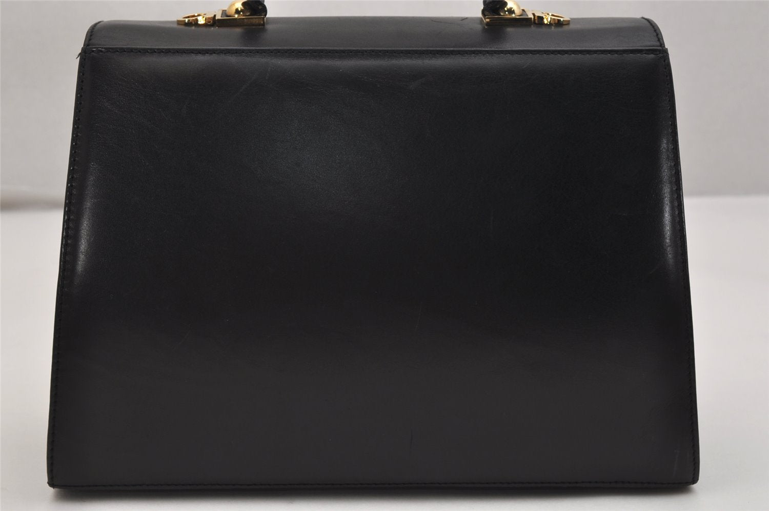 Authentic Salvatore Ferragamo Gancini Leather 2Way Shoulder Hand Bag Black 0745K