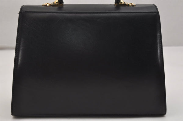 Authentic Salvatore Ferragamo Gancini Leather 2Way Shoulder Hand Bag Black 0745K