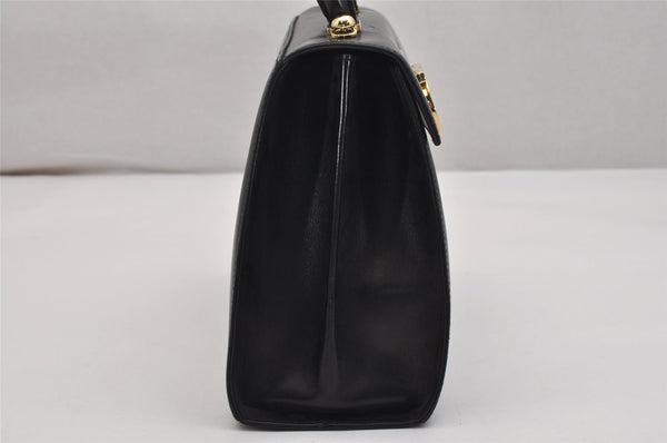 Authentic Salvatore Ferragamo Gancini Leather 2Way Shoulder Hand Bag Black 0745K