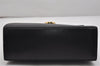 Authentic Salvatore Ferragamo Gancini Leather 2Way Shoulder Hand Bag Black 0745K