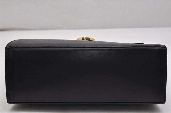 Authentic Salvatore Ferragamo Gancini Leather 2Way Shoulder Hand Bag Black 0745K