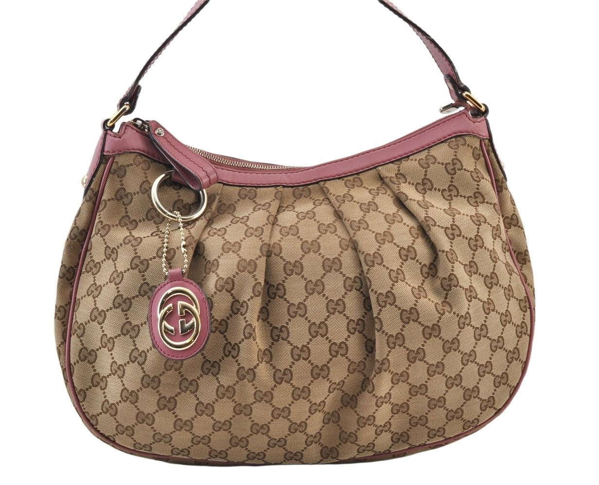 Authentic GUCCI Sukey Shoulder Tote Bag GG Canvas Leather 232955 Brown 0746K