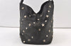 Authentic JIMMY CHOO Vintage Star Studs Leather Shoulder Tote Bag Black 0747K