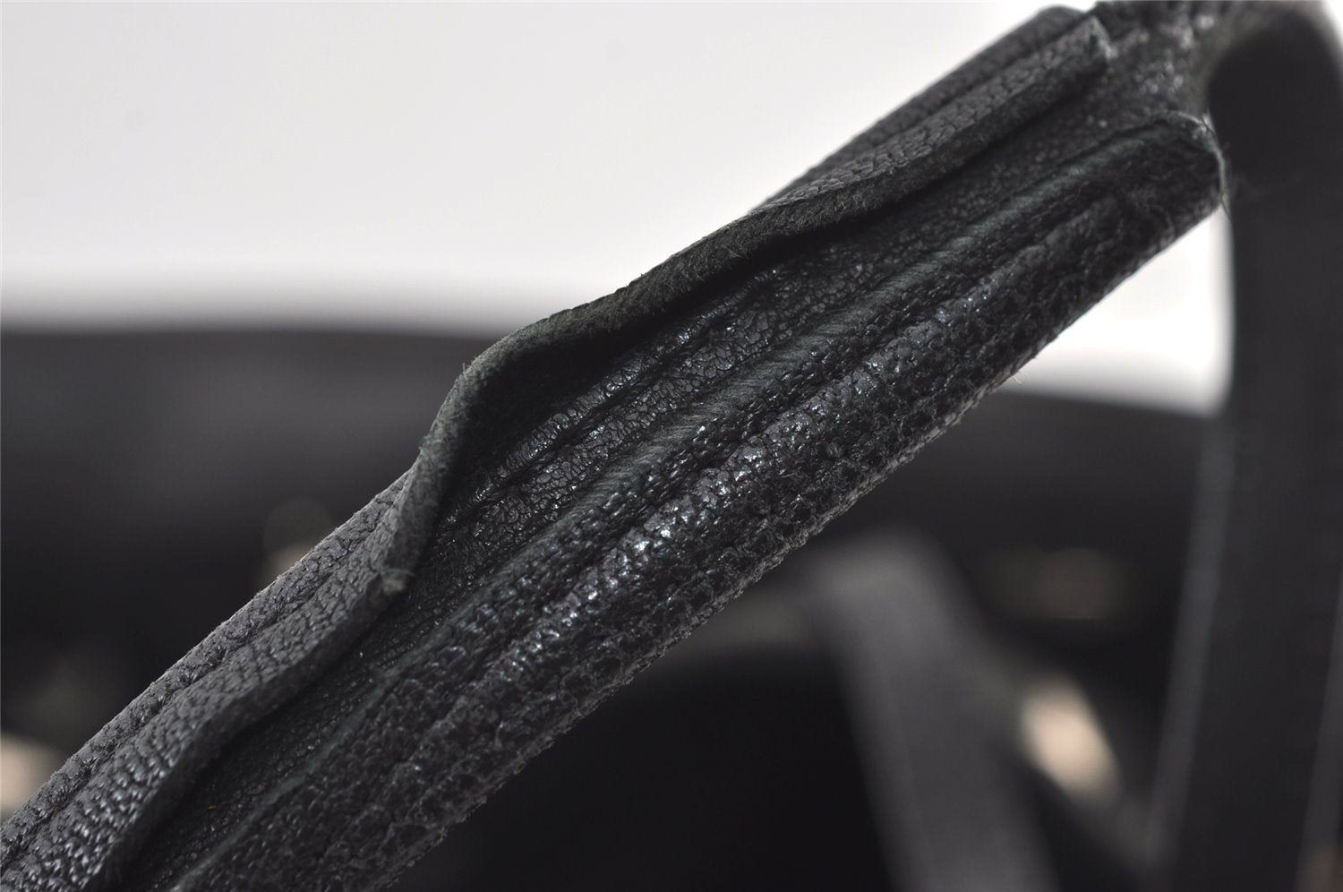 Authentic JIMMY CHOO Vintage Star Studs Leather Shoulder Tote Bag Black 0747K