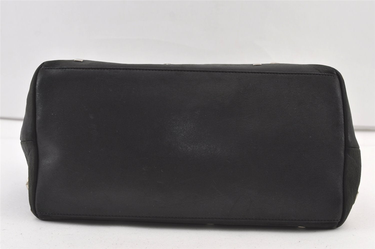 Authentic JIMMY CHOO Vintage Star Studs Leather Shoulder Tote Bag Black 0747K