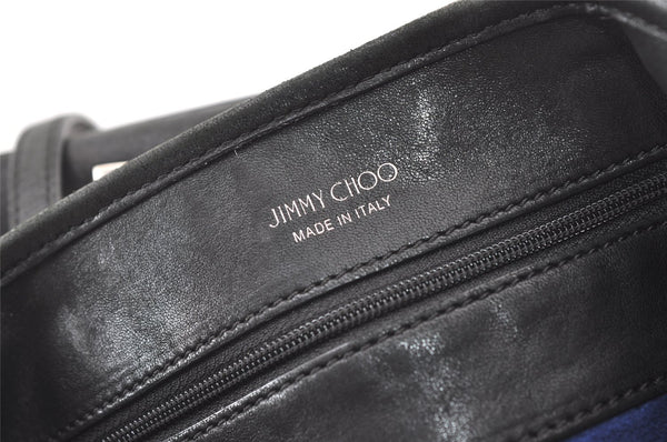 Authentic JIMMY CHOO Vintage Star Studs Leather Shoulder Tote Bag Black 0747K