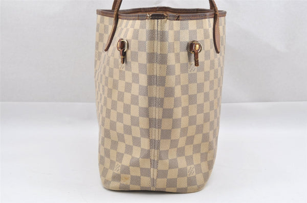 Authentic Louis Vuitton Damier Azur Neverfull MM Tote Bag N51107 LV 0748J