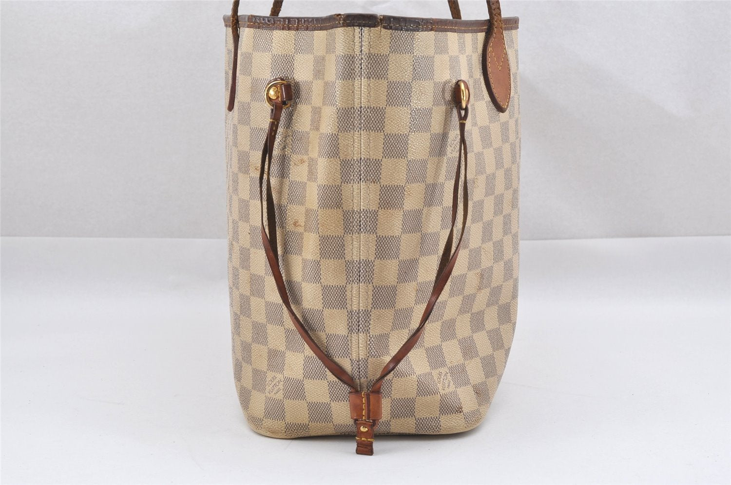 Authentic Louis Vuitton Damier Azur Neverfull MM Tote Bag N51107 LV 0748J