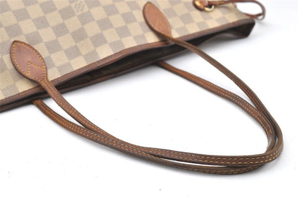 Authentic Louis Vuitton Damier Azur Neverfull MM Tote Bag N51107 LV 0748J