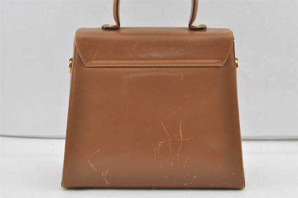 Authentic Salvatore Ferragamo Gancini Leather 2Way Shoulder Hand Bag Brown 0748K