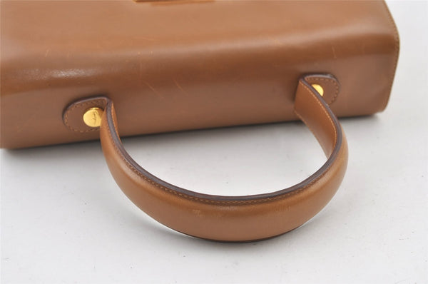 Authentic Salvatore Ferragamo Gancini Leather 2Way Shoulder Hand Bag Brown 0748K