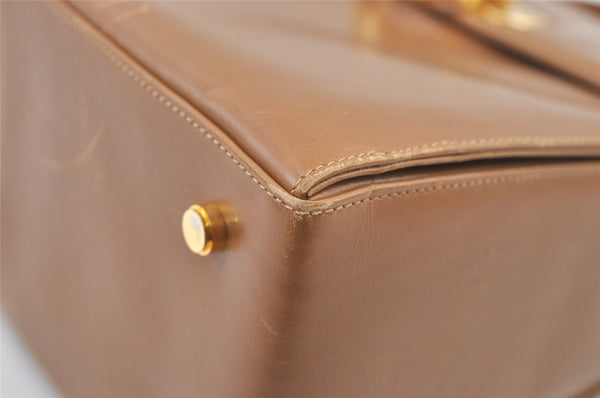 Authentic Salvatore Ferragamo Gancini Leather 2Way Shoulder Hand Bag Brown 0748K