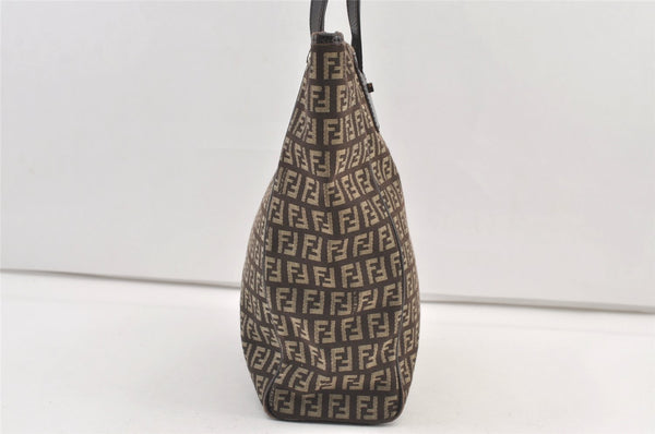 Authentic FENDI Zucchino Shoulder Tote Bag Canvas Leather Brown 0750K