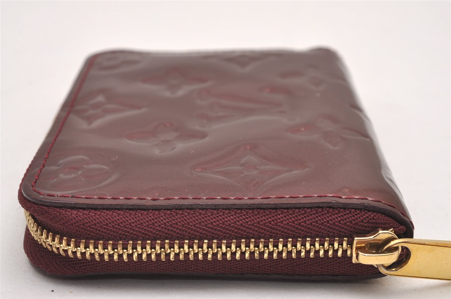 Authentic Louis Vuitton Vernis Zippy Coin Purse Wallet Wine Red M91534 Box 0751J