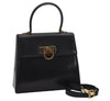 Authentic Salvatore Ferragamo Gancini Leather 2Way Shoulder Hand Bag Black 0752K