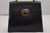 Authentic Salvatore Ferragamo Gancini Leather 2Way Shoulder Hand Bag Black 0752K
