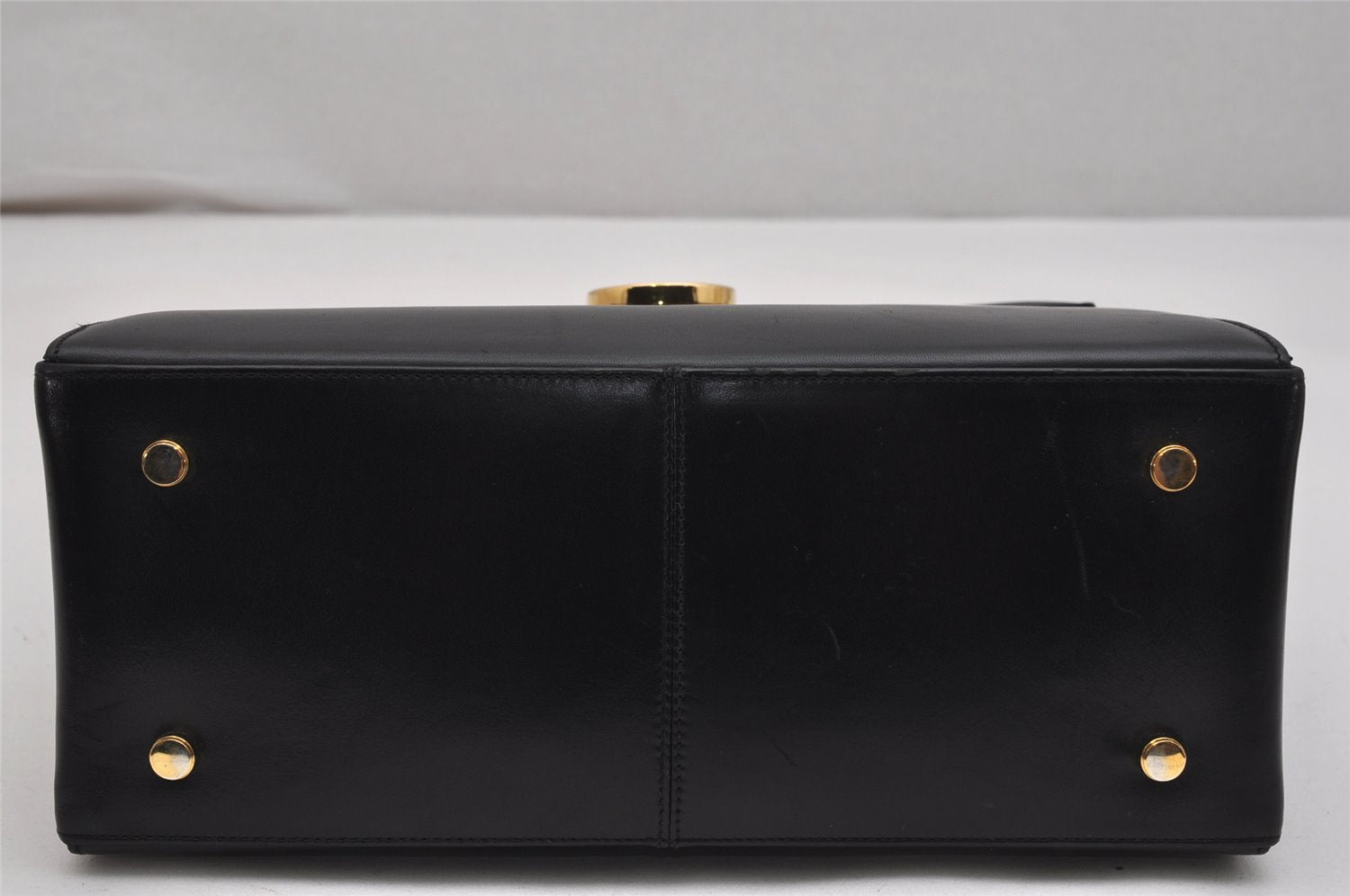 Authentic Salvatore Ferragamo Gancini Leather 2Way Shoulder Hand Bag Black 0752K