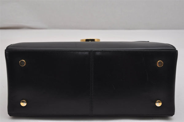 Authentic Salvatore Ferragamo Gancini Leather 2Way Shoulder Hand Bag Black 0752K