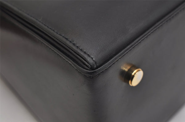Authentic Salvatore Ferragamo Gancini Leather 2Way Shoulder Hand Bag Black 0752K