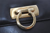Authentic Salvatore Ferragamo Gancini Leather 2Way Shoulder Hand Bag Black 0752K