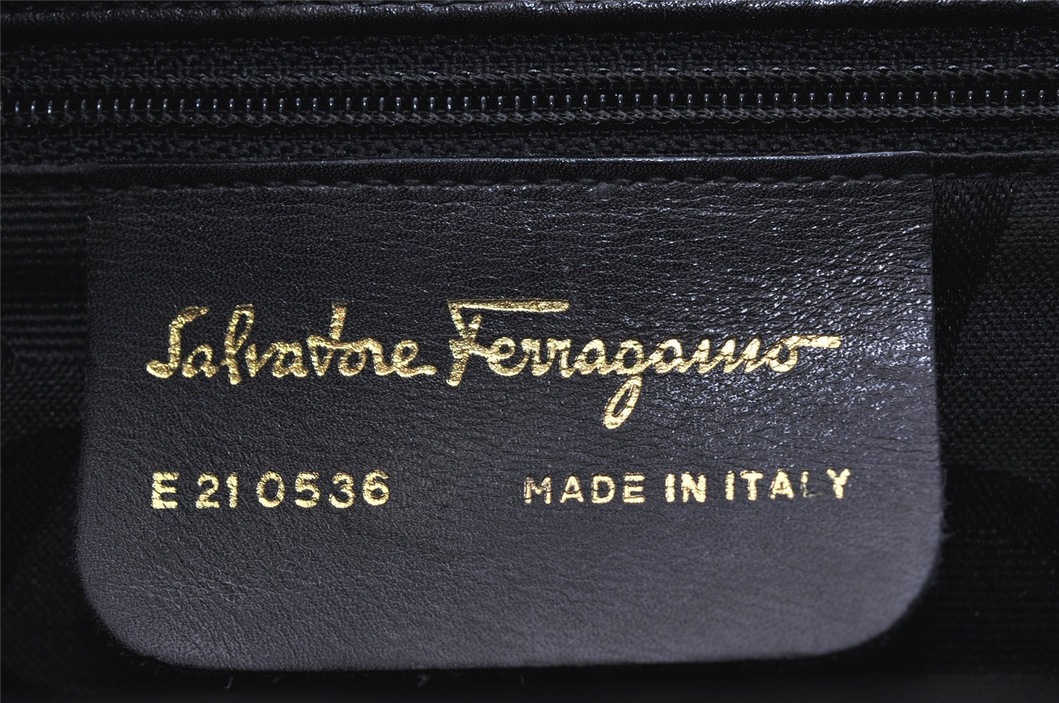 Authentic Salvatore Ferragamo Gancini Leather 2Way Shoulder Hand Bag Black 0752K