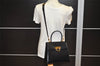 Authentic Salvatore Ferragamo Gancini Leather 2Way Shoulder Hand Bag Black 0752K