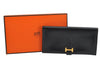 Authentic HERMES Bearn Classic Leather Long Wallet Purse Black Box 0753K