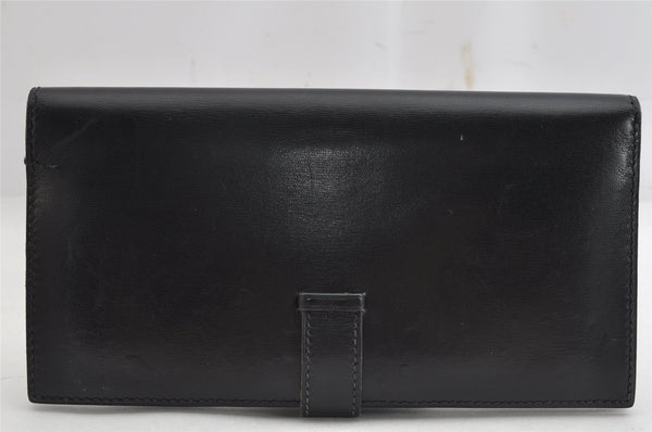 Authentic HERMES Bearn Classic Leather Long Wallet Purse Black Box 0753K