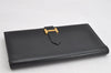 Authentic HERMES Bearn Classic Leather Long Wallet Purse Black Box 0753K