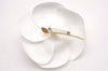 Authentic CHANEL Camellia Corsage Brooch Canvas White Box 0754J