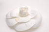 Authentic CHANEL Camellia Corsage Brooch Canvas White Box 0754J