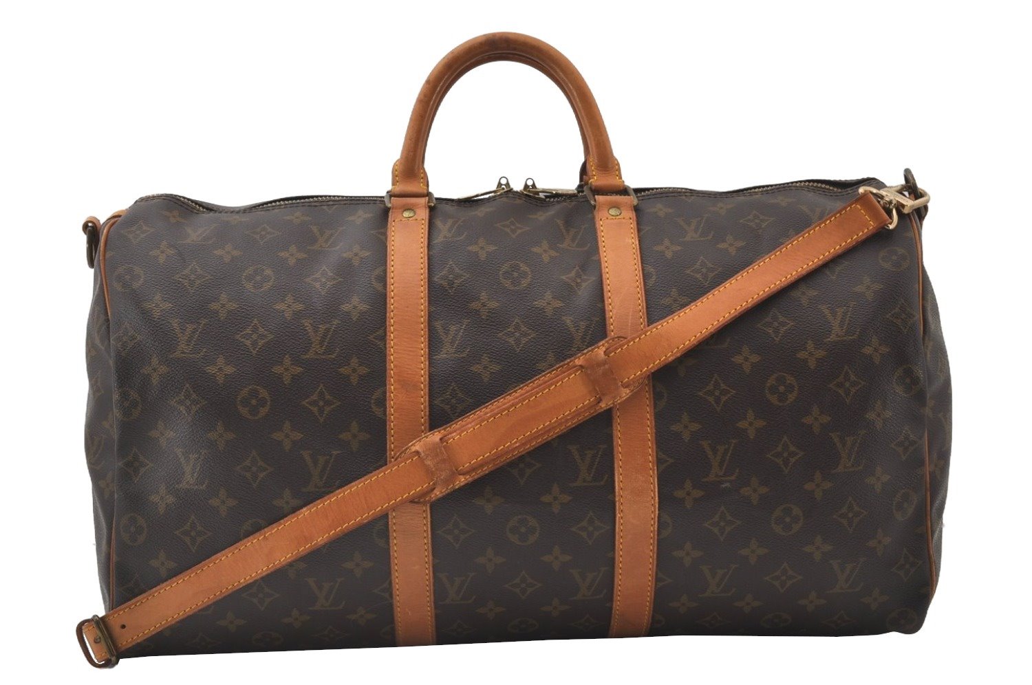 Authentic Louis Vuitton Monogram Keepall Bandouliere 50 M41416 Boston Bag 0755J