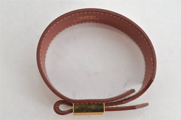 Authentic HERMES Vintage Bracelet Bangle Artemis Size M Leather Brown 0755K