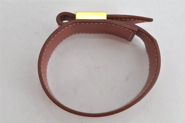 Authentic HERMES Vintage Bracelet Bangle Artemis Size M Leather Brown 0755K