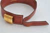 Authentic HERMES Vintage Bracelet Bangle Artemis Size M Leather Brown 0755K