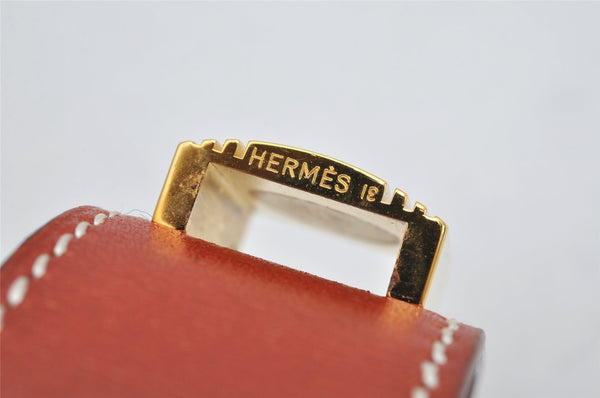 Authentic HERMES Vintage Bracelet Bangle Artemis Size M Leather Brown 0755K